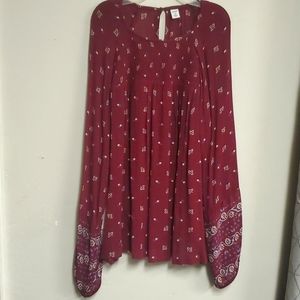 Maroon floral blouse